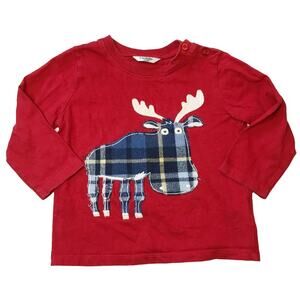 Baby Boden 100% Cotton Moose Applique Top 12-18M